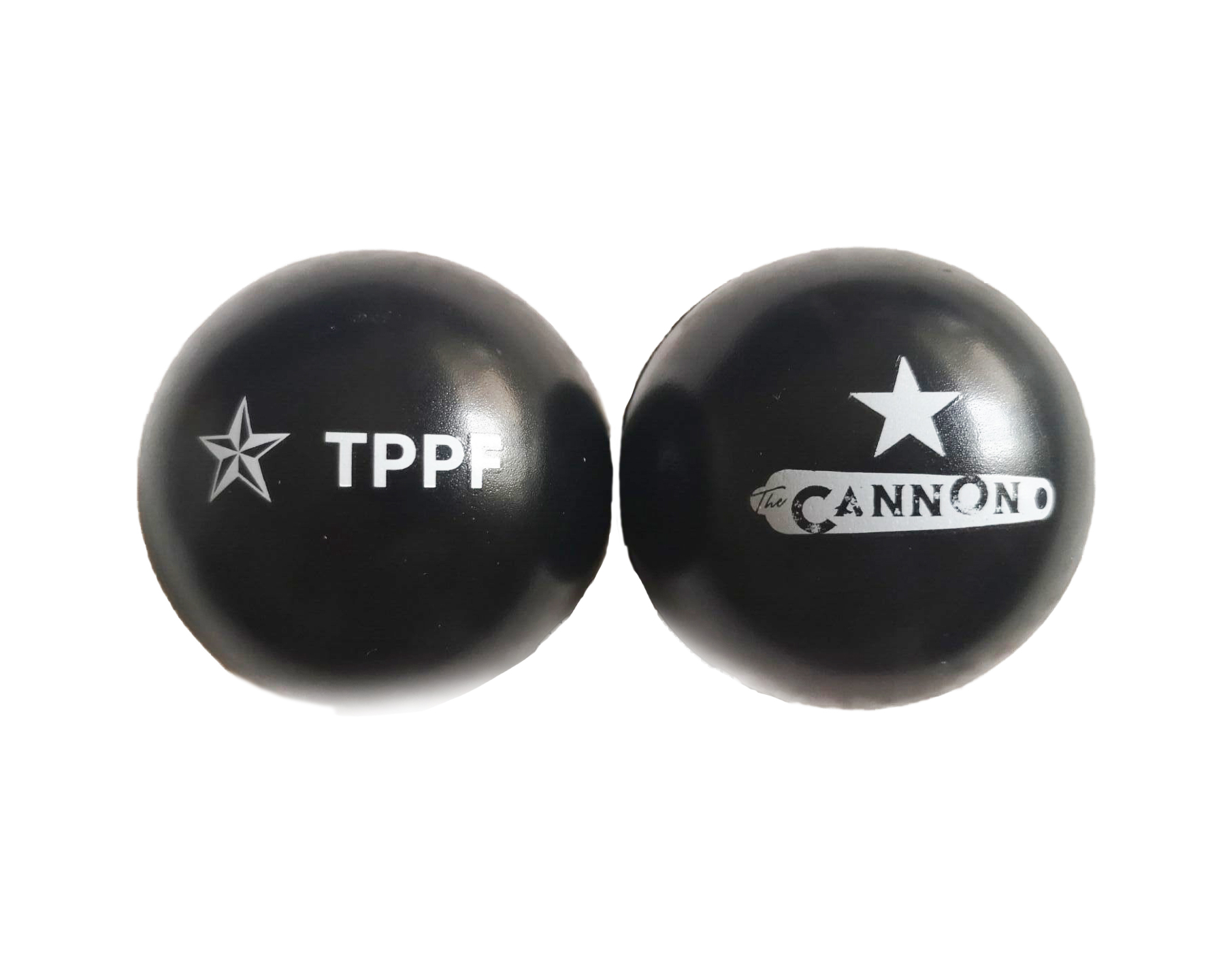 Black custom stress ball with logo